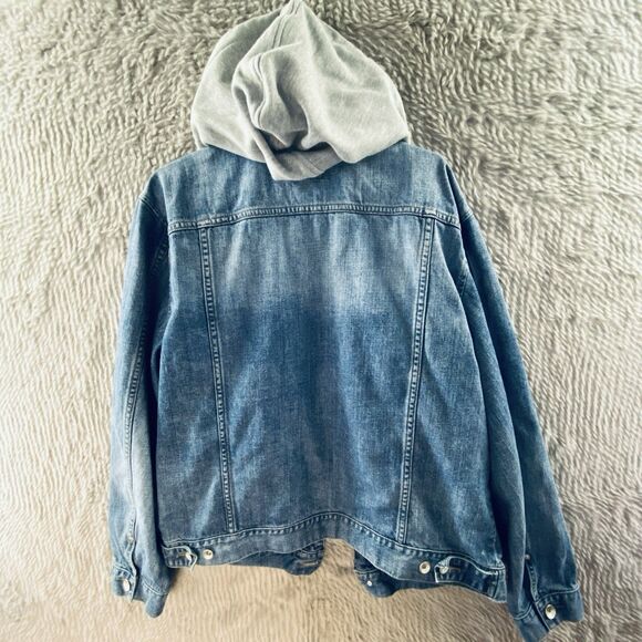 G by Guess Men's Denim Trucker Jacket - Layered Jersey Hood - Flap Pockets - XXL - Picture 2 of 16